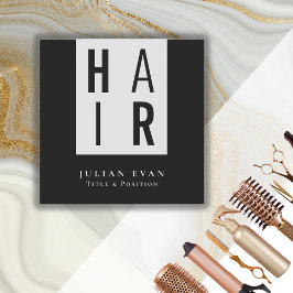 Moderne, einfarbige Schwarz-Weiß-Friseur Quadratische Visitenkarte