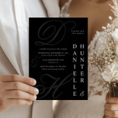 Moderne einfarbige Schwarz-Weiß-Hochzeit Einladung