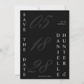 Moderne einfarbige Schwarz-Weiß-Hochzeit Save The Date (Vorderseite)