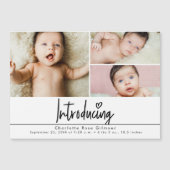 Moderne Einführung Baby 3 Fotos Magnetkarte (Vorderseite)