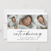 Moderne Einführung Baby Foto Collage Dankeskarte (Vorderseite)