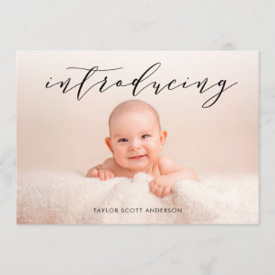 Moderne Einführung Baby Foto Geburtsankündigung Einladung