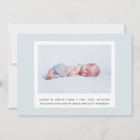 Moderne Einführung Baby Script Geburtsankündigung Einladung (Rückseite)