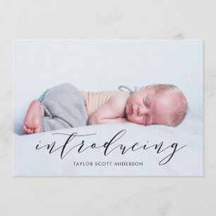 Moderne Einführung Baby Script Geburtsankündigung Einladung