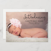 Moderne Einführung von Baby Girl Foto Birth Ankündigung (Vorne/Hinten)