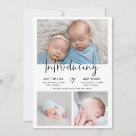 Moderne Einführung von Drehbuch 3 Foto Baby-Zwilli Ankündigung