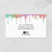 Moderne Einhorn-Glitzer-Tropfen Pastel Holography Visitenkarte (Rückseite)