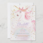 Moderne Einhorn- und Regenbogenpastel zum Geburtst Einladung (Vorderseite)