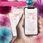 Moderne Einhorn- und Regenbogenpastel zum Geburtst Einladung