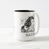 Moderne Einhornkids Personalisierte Färbung Zweifarbige Tasse (VorderseiteRechts)