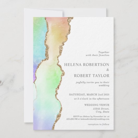 Moderne Einhornpastellblende Einladung zur Hochzei (Vorderseite)