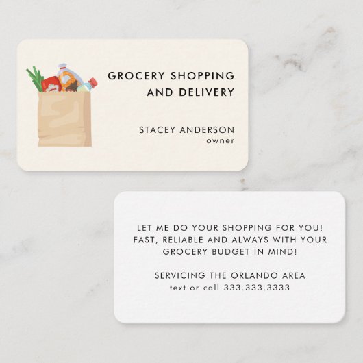 Moderne Einkaufsmöglichkeiten im Lebensmittelgesch Visitenkarte (Vorne/Hinten)