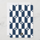 Moderne Einladung in Blau und Weiß Mitte des Jahrh (Rückseite)