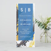 Moderne Einladung von Blau/Gold/Schwarz (Stehend Vorderseite)