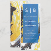 Moderne Einladung von Blau/Gold/Schwarz (Vorne/Hinten)