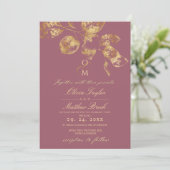 Moderne Einladung von Boho Pantone & Gold Hochzeit (Stehend Vorderseite)