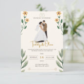 Moderne Einladung zu Hochzeiten in Foto und Script (Stehend Vorderseite)