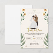Moderne Einladung zu Hochzeiten in Foto und Script (Vorne/Hinten)
