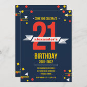 Moderne Einladung zum 21. Geburtstag (Vorne/Hinten)