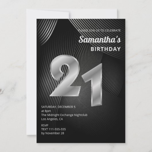 Moderne Einladung zum 21. Geburtstag (Vorderseite)