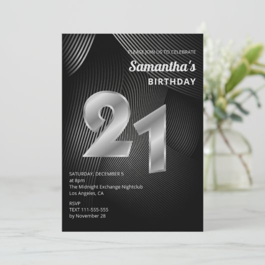Moderne Einladung zum 21. Geburtstag (Stehend Vorderseite)