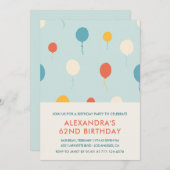 Moderne Einladung zum 62. Geburtstag Balloons (Vorne/Hinten)