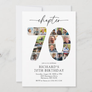 Moderne Einladung zum 70. Kapitel-Geburtstag