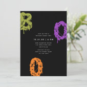Moderne Einladung zum Halloween-Party Slimy BOO (Stehend Vorderseite)