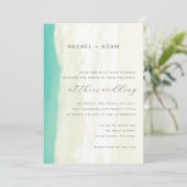 Moderne Einladung zum Hochzeitsfeiern am Strand (Stehend Vorderseite)