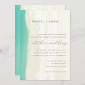 Moderne Einladung zum Hochzeitsfeiern am Strand (Vorne/Hinten)