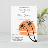 Moderne Einladung zum Hochzeitsfeiern am tropische (Stehend Vorderseite)