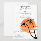 Moderne Einladung zum Hochzeitsfeiern am tropische (Vorne/Hinten)