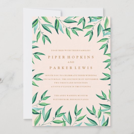 Moderne Einladung zum Hochzeitsfeiern am tropische (Vorderseite)