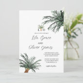 Moderne Einladung zum Hochzeitsfeiern am tropische (Stehend Vorderseite)