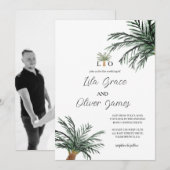 Moderne Einladung zum Hochzeitsfeiern am tropische (Vorne/Hinten)