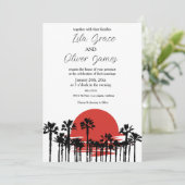 Moderne Einladung zum Hochzeitsfeiern am tropische (Stehend Vorderseite)