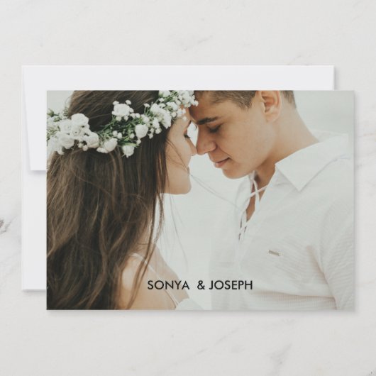 Moderne Einladung zum Hochzeitsfeiern mit Initiale (Rückseite)