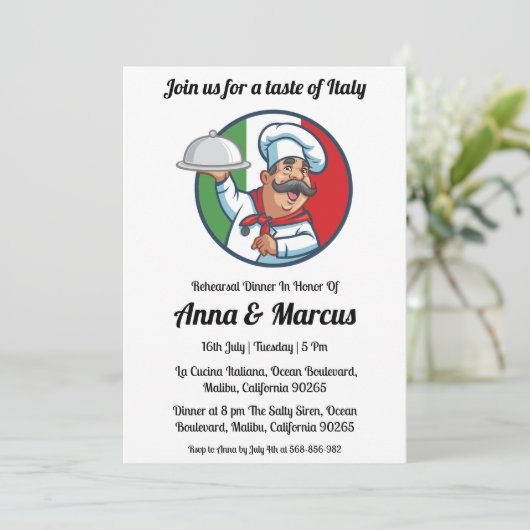 Moderne Einladung zum italienischen Abendessen (Stehend Vorderseite)