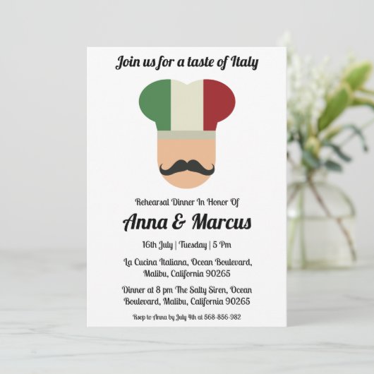 Moderne Einladung zum italienischen Abendessen (Stehend Vorderseite)