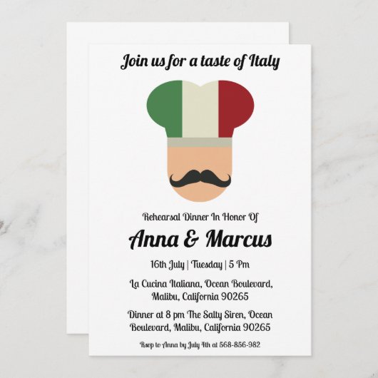 Moderne Einladung zum italienischen Abendessen (Vorne/Hinten)