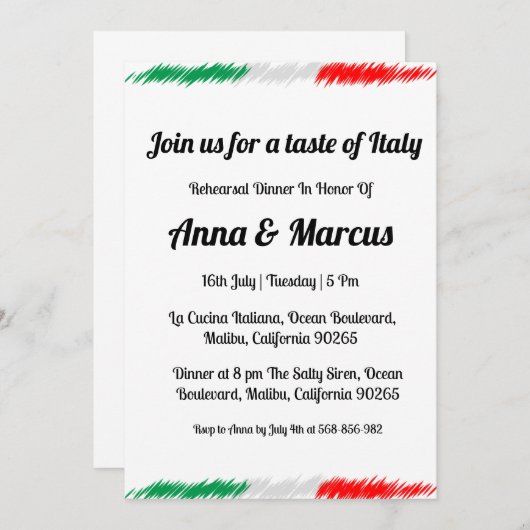 Moderne Einladung zum italienischen Abendessen (Vorne/Hinten)