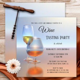 Moderne Einladung zum Weintasting mit feiner Kunst