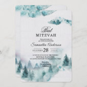 Moderne Einladung zum Winter Grün & Weiß Bäume (Vorne/Hinten)