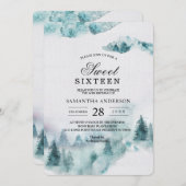 Moderne Einladung zum Winter Grün & Weiß Bäume (Vorne/Hinten)