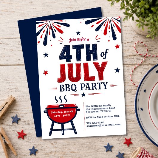 Moderne Einladung zur 4. Juli BBQ-Party