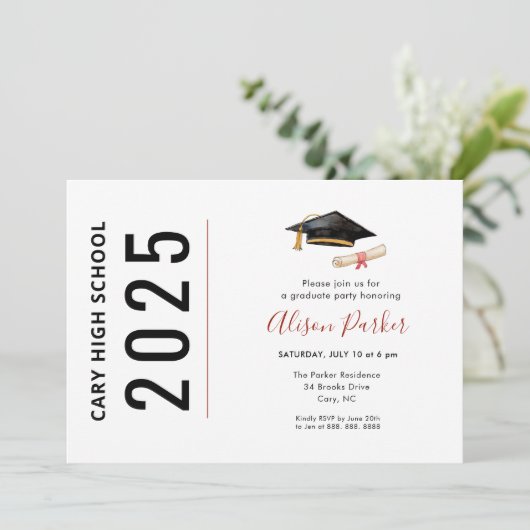 Moderne Einladung zur einfachen Graduiertenparty (Stehend Vorderseite)