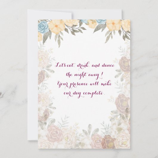 Moderne Einladung zur Hochzeit (Rückseite)