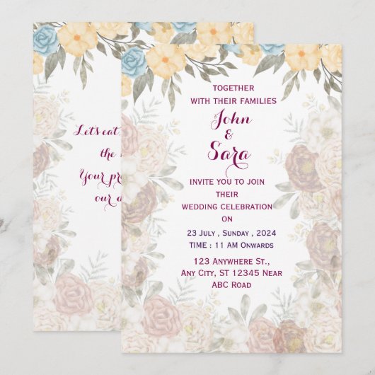 Moderne Einladung zur Hochzeit (Vorne/Hinten)