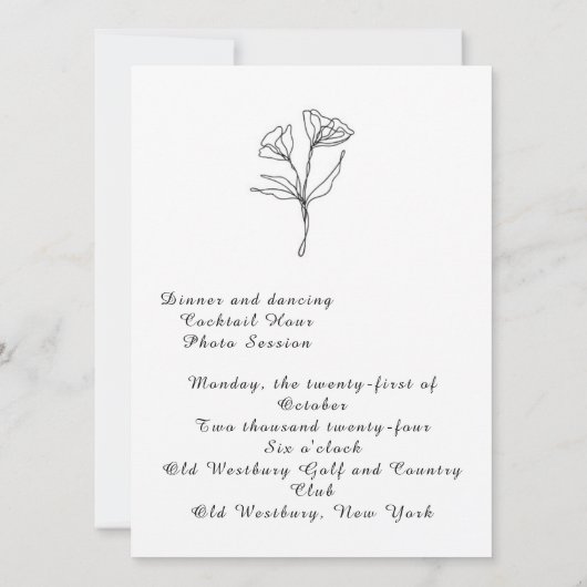 Moderne Einladung zur Hochzeit (Rückseite)