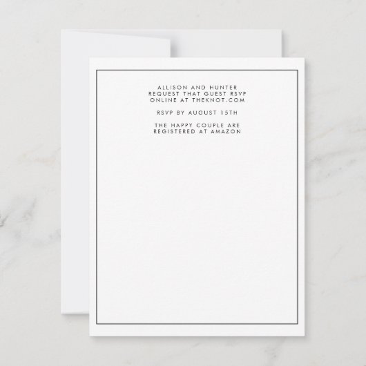 Moderne Einladung zur Hochzeit (Rückseite)